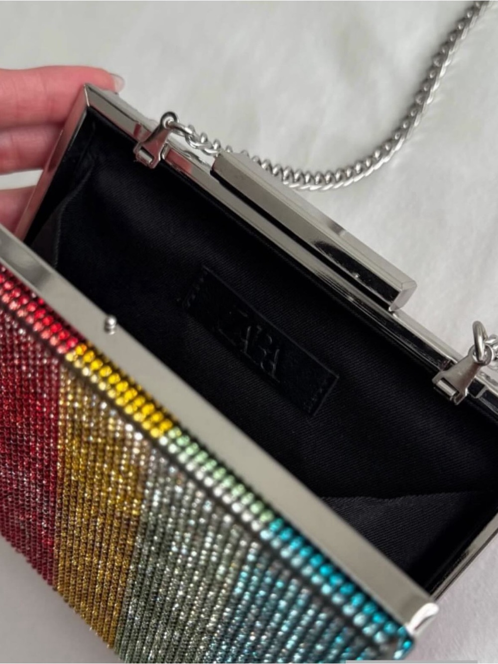 ZARA Crystal Rainbow Clutch Bag - Multicolor Evening Bag